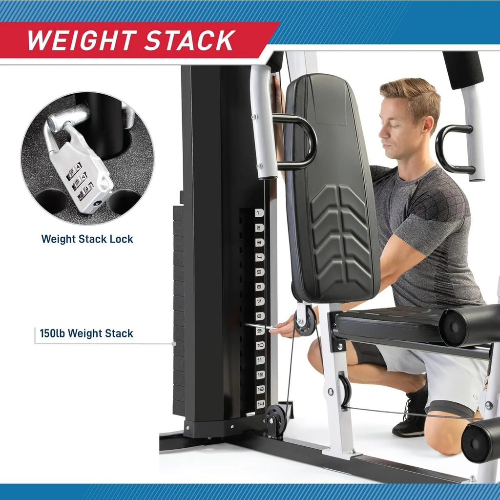 150lb. Stack Home Gym with Pulley, Arm, and Leg Developer Multifunctional Workout Station for Weightlifting and Bodybuilding