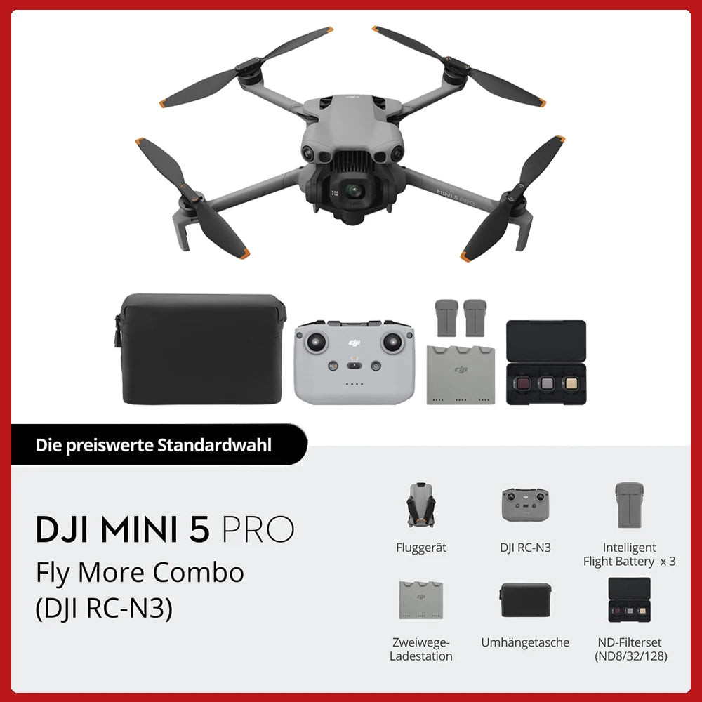 DJI Mini 5 pro Drone Ultra-Light Foldable with 1-Inch CMOS Camera Omnidirectional Obstacle Sensing ActiveTrack 360° 225° Gimbal 20km Transmission 4K for Beginners