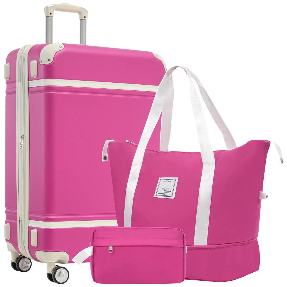24"Hardshell Luggage Sets with Bags Lightweight Suitcase Double Spinner Wheels with TSA Lock ,Single Vintage Luggage ,Suitcase