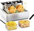 Electric Deep Fryer 22.6L/24QT Stainless Steel Large Capacity Commercial Fryer with Basket, 3400W 110V Countertop Deep Fryer