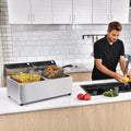 Deep Fryer with Basket, 3400w 19.7Qt Oil Tank/ 8.9Qt Basket x 2, 0.6mm Thickened Stainless Steel Countertop Electric