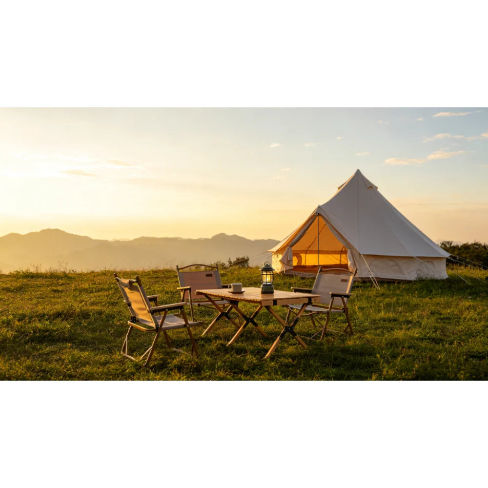Oxford Bell Tent for Family Camping - Spacious 9.8ft Yurt with Stove Jack, Large Glamping Tents for 3-4 People, 4 Season Oxford Hot Tent Shelter  Beige
