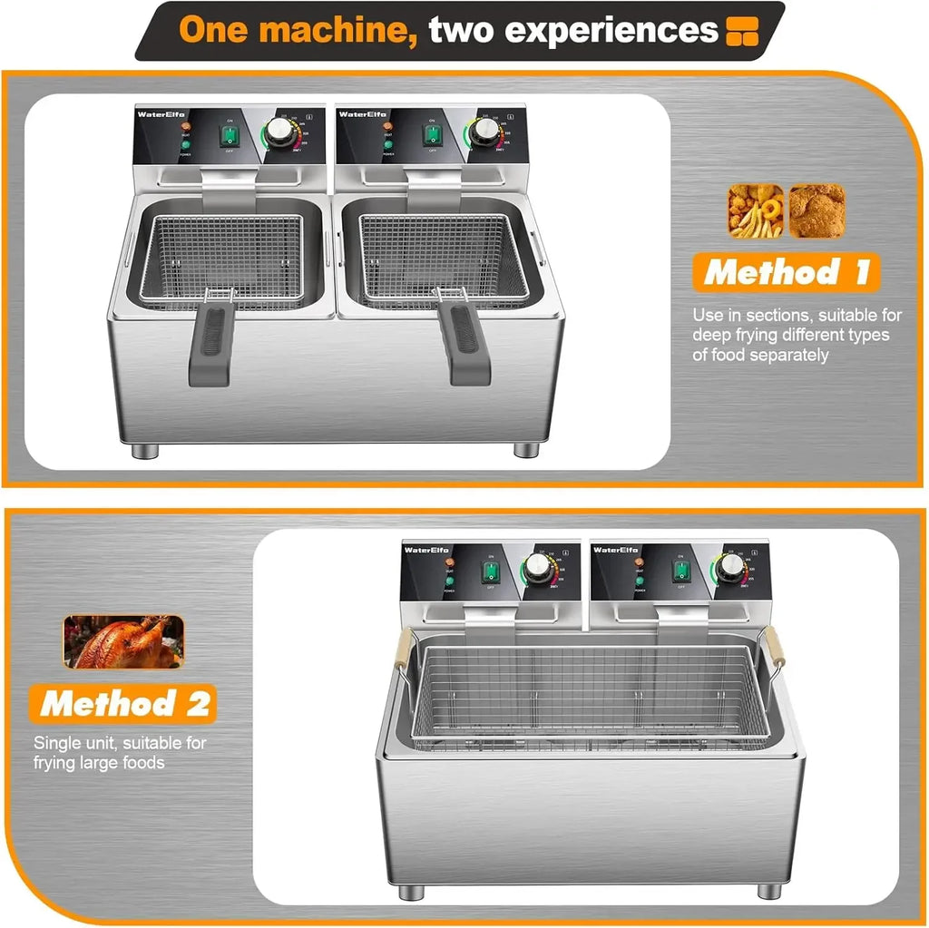 electric turkey fryer Commercial deep fryer with basket 3600W27.4QT with timer26L deepen deep fryer Variable twin cylinder