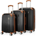 Collins 3-Piece Expandable Luggage Set, Lightweight Polyte-ABS Material, Double Spinner Wheels, Retro Black