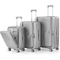 3-Piece Expandable Suitcase Set with TSA Lock, Double Wheels, Hardshell Luggage, PC Material, 20/24/28, Silver
