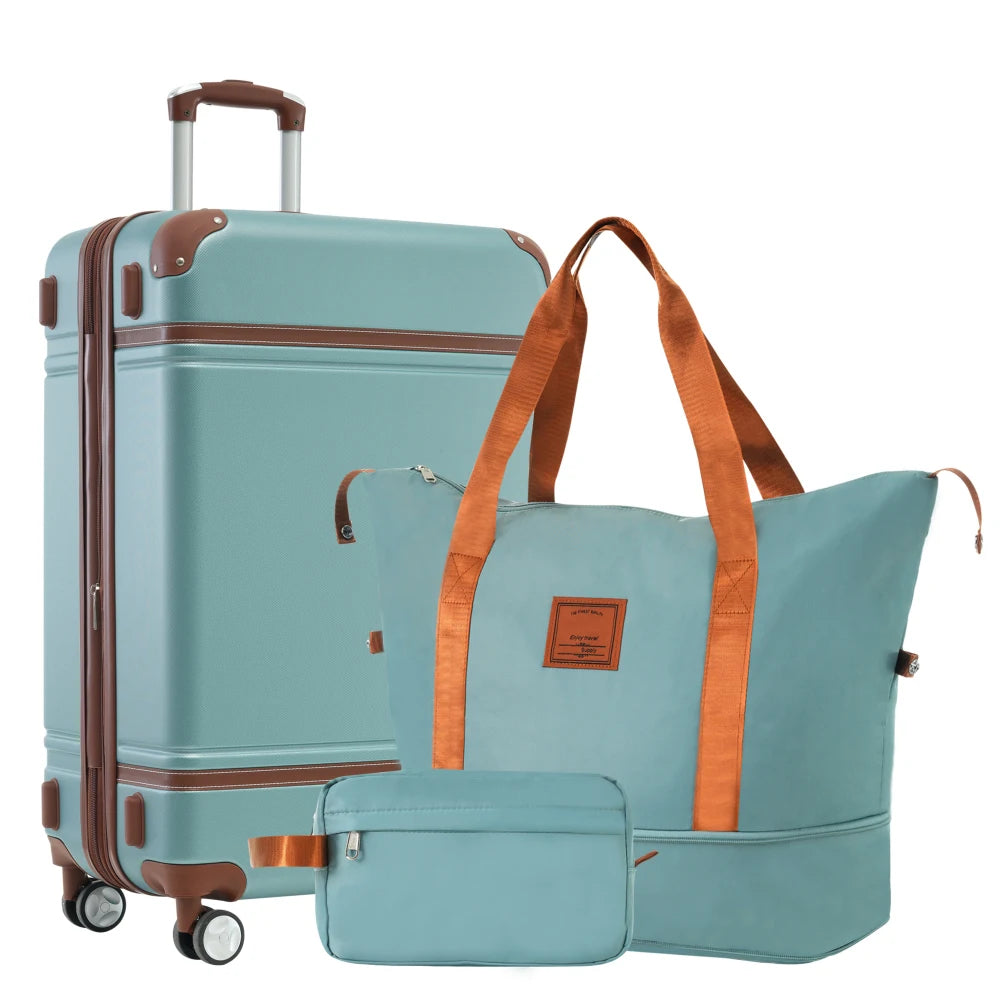 24"Hardshell Luggage Sets with Bags Lightweight Suitcase Double Spinner Wheels with TSA Lock ,Single Vintage Luggage ,Suitcase