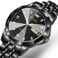 OLEVS Men Automatic Business Luxury Diamond Self Winding Watch for Men Stainless Steel Calendar Wrist Watch
