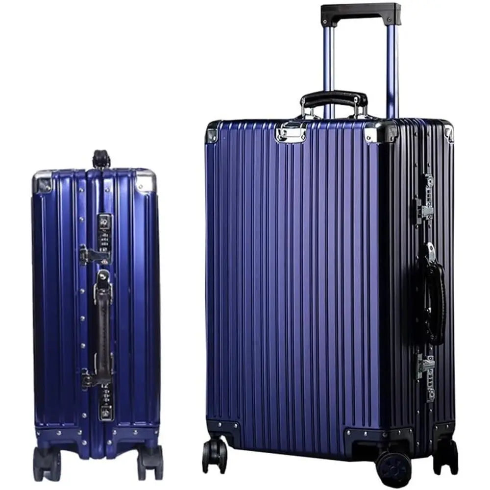 Large Silver Aluminum Cabin Luggage with Spinner Wheels and TSA Lock, 42.9 inches