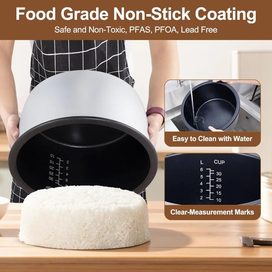 Commercial Rice Cooker 15L/15.85QT Large Capacity Rice Cooker Warmer for 25-35 People Holds Up to 84 Cups of Cooked Rice 1550W