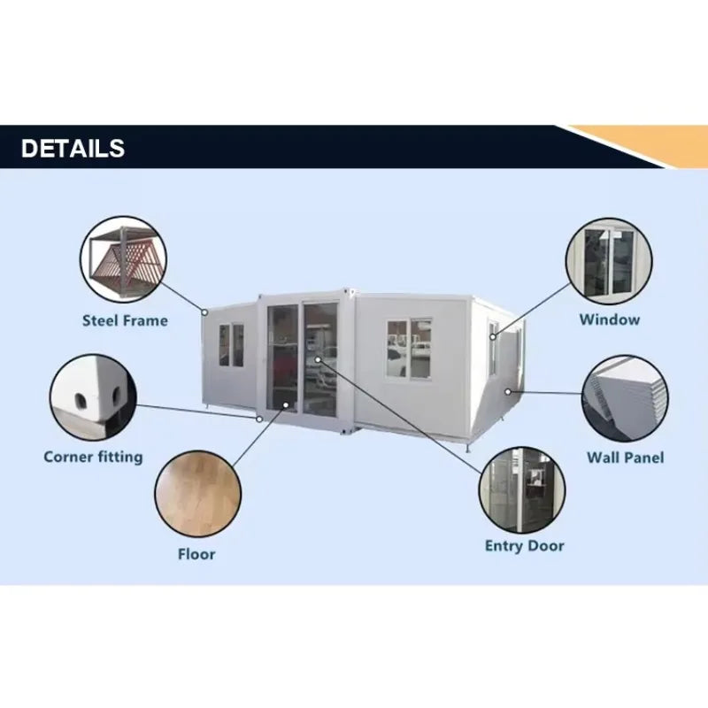 40ft Expandable Container House Modular Container House with Customized Color Tiny Homes 2 Bed Room Ready to Ship
