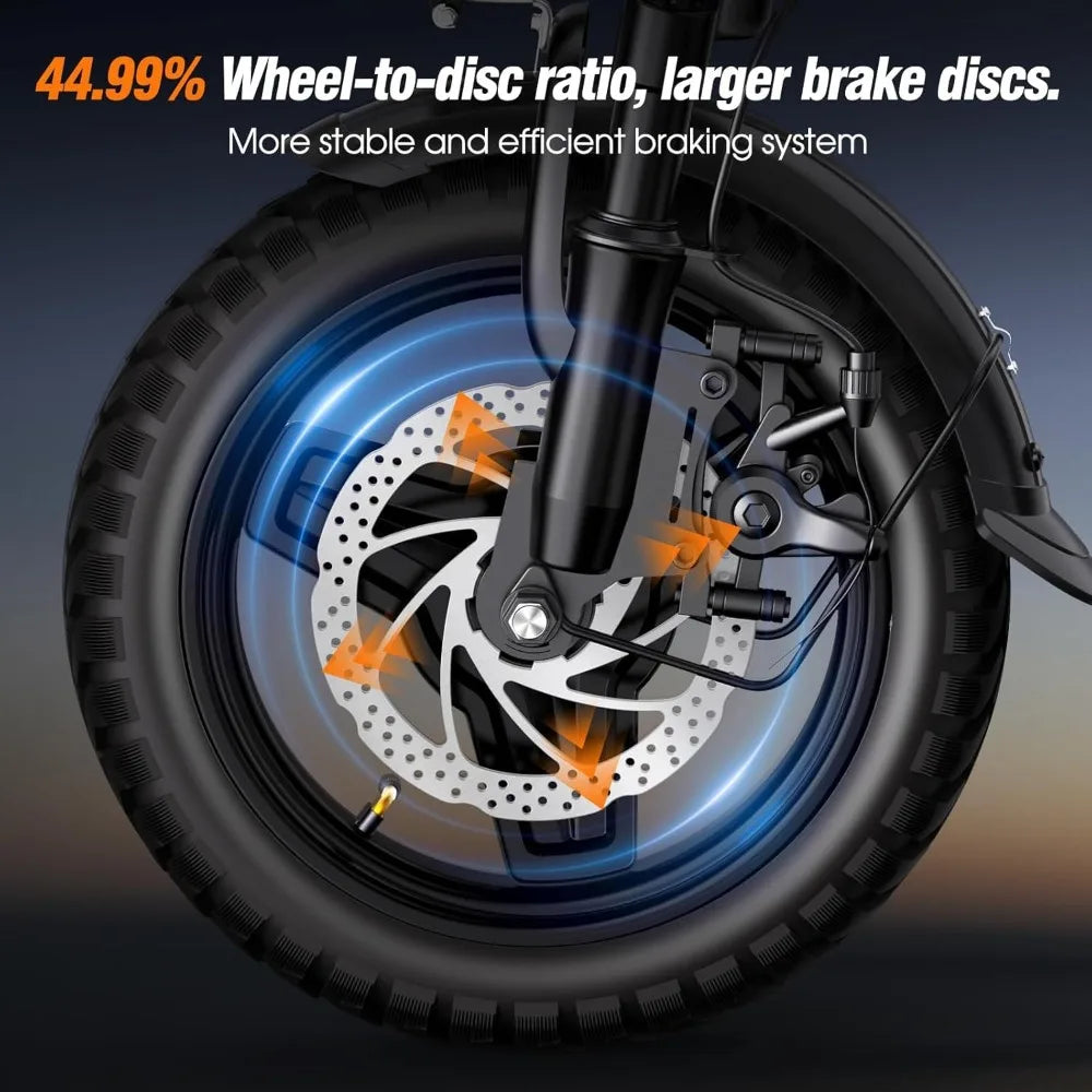 Electric Bike for Adults and Teens, 14" Folding E Bikes, 650W/1500W Peak Motor, 48V 499Wh/768Wh Removable Battery,Customized