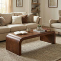 Burl Veneer Walnut Wood Coffee Table Mdf Center Table For Living Room With Curved Edges