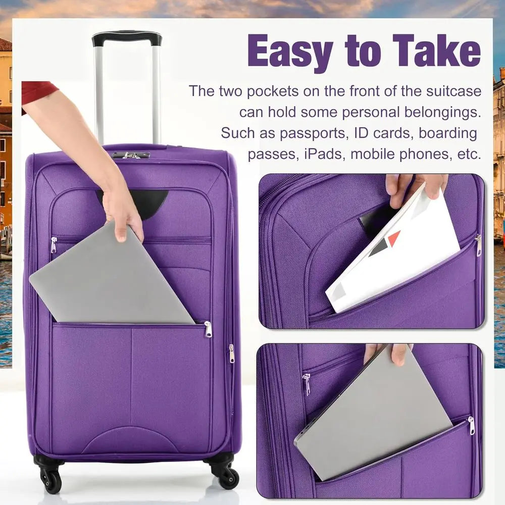 3 Piece Spinner Suitcase Set - Lightweight Expandable Travel Luggage 22 26 30