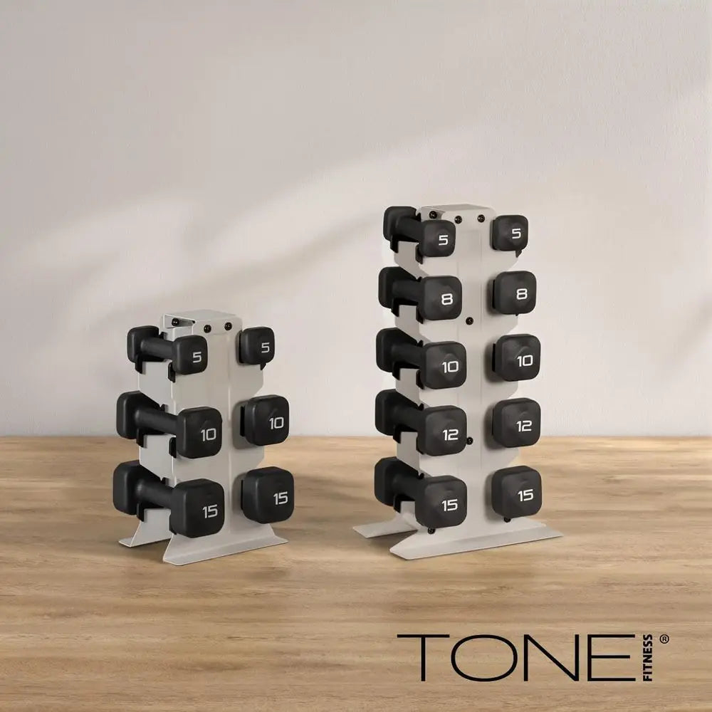Adjustable Non-Slip Dumbbells with Storage - 20 to 100 lb Weights for Home Gym