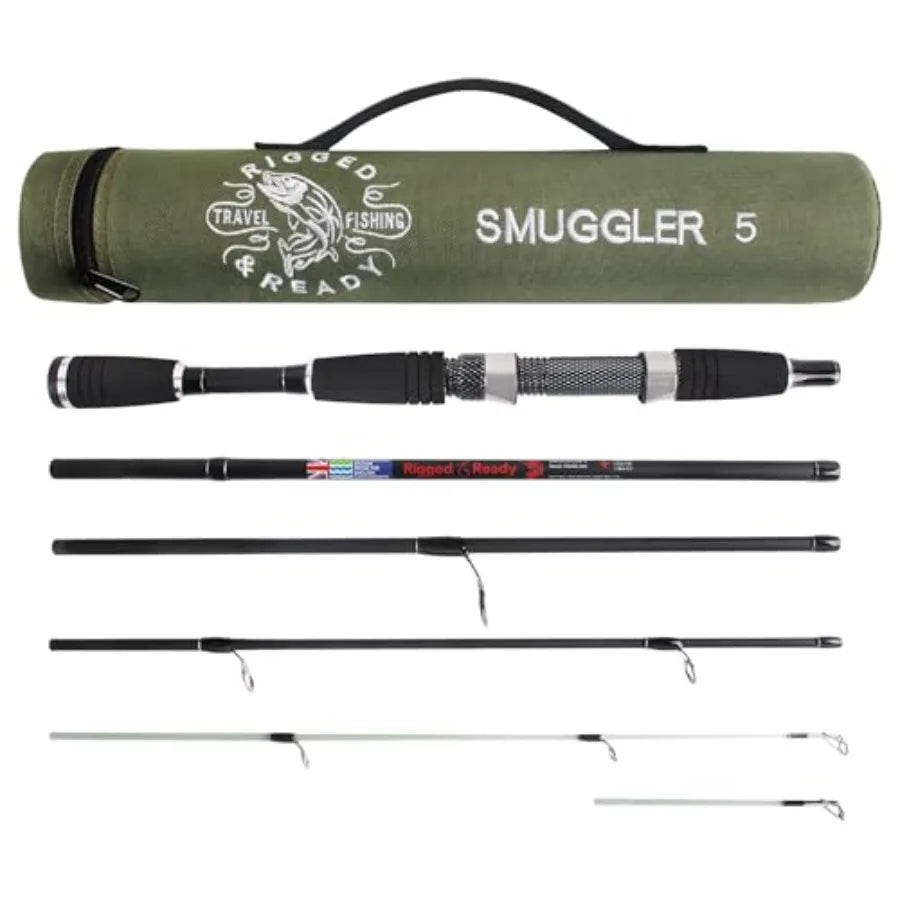 Rigged and Ready Smuggler Series™ Travel Fishing Rods. Super Compact, 1 Spinning Rod and Reel Combo, 4 Spin, 1 Casting Rod + Ca