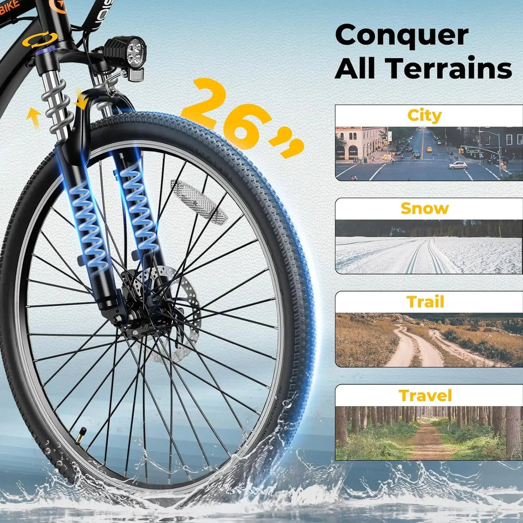 EB5 Electric Bike for Adults with Peak 1000W Brushless Motor, 40Miles 20MPH Commuting Electric Mountain Bike with 360Wh Removabl