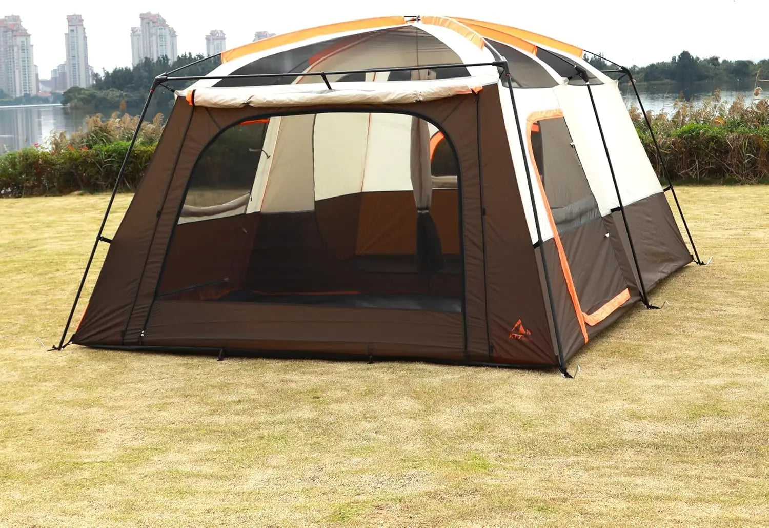 Outdoor Gathering, Waterproof Double Layer Fabric, No Specific Color, Extra Large Family Cabin Tent with 3 Doors and Windows