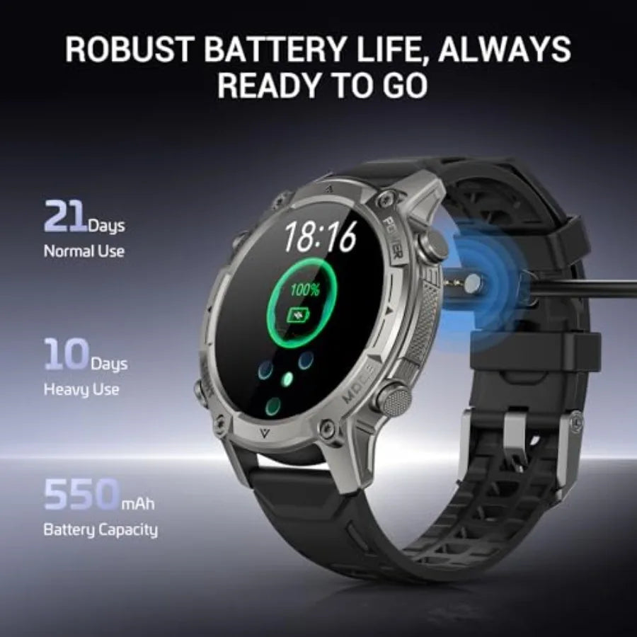 2026 Smart Watch for Men, Standalone GPS and Offline Maps, 5ATM Waterproof, 1.43" AMOLED, 4GB RAM, 178 Sports Modes, Compass, H