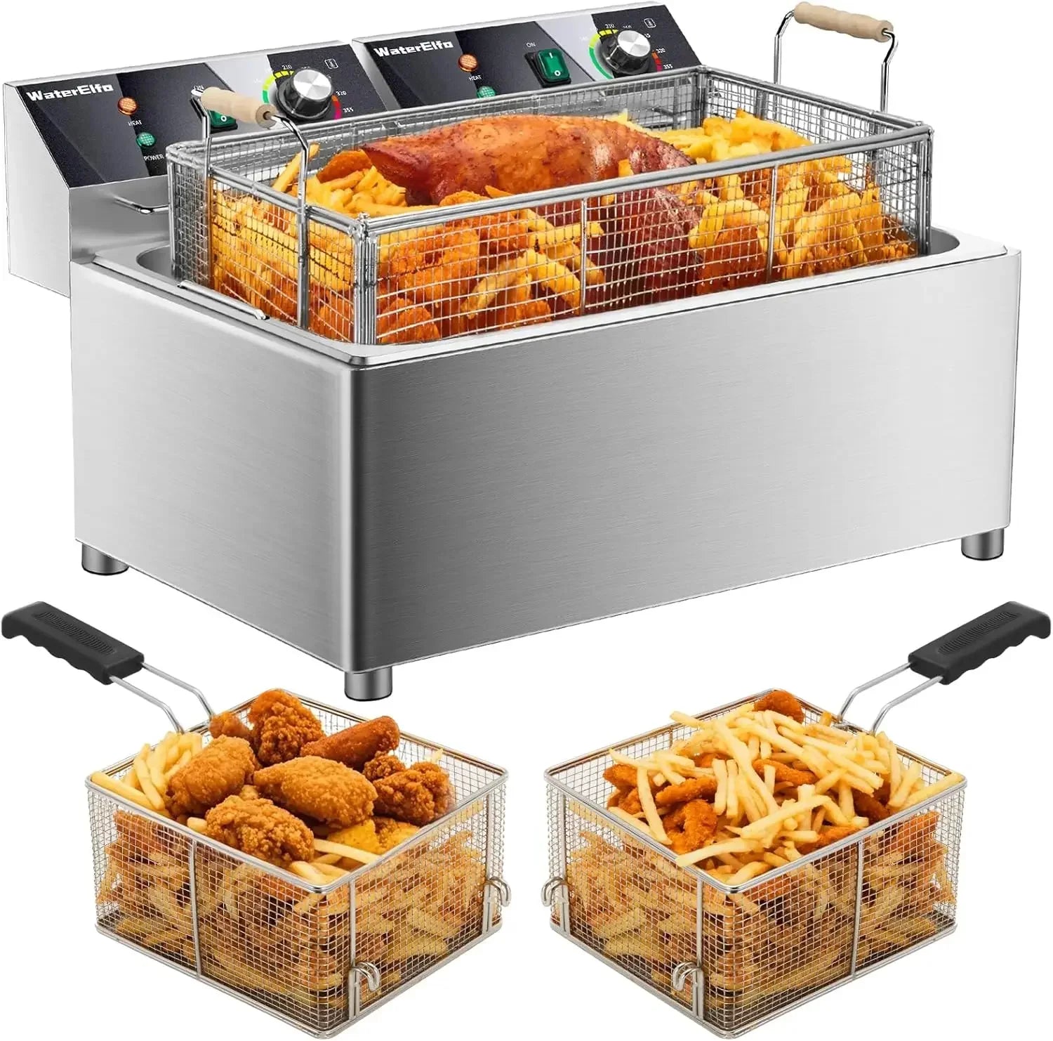 electric turkey fryer Commercial deep fryer with basket 3600W27.4QT with timer26L deepen deep fryer Variable twin cylinder