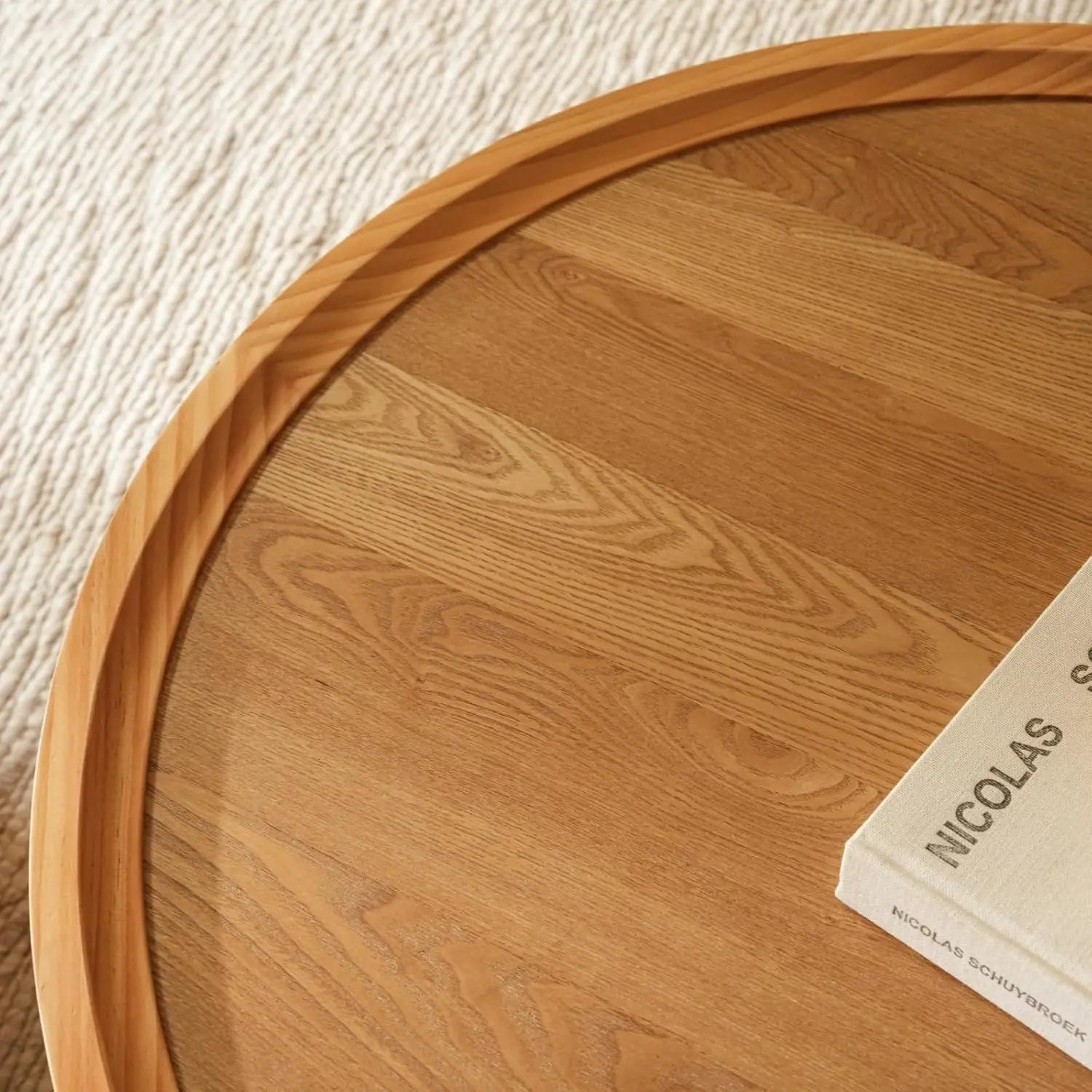 Round Nesting Coffee Table Set of 2, Brown Coffee Table, 31.5" Large & 18" Small Low Tables with Wood Top, Center, Customized