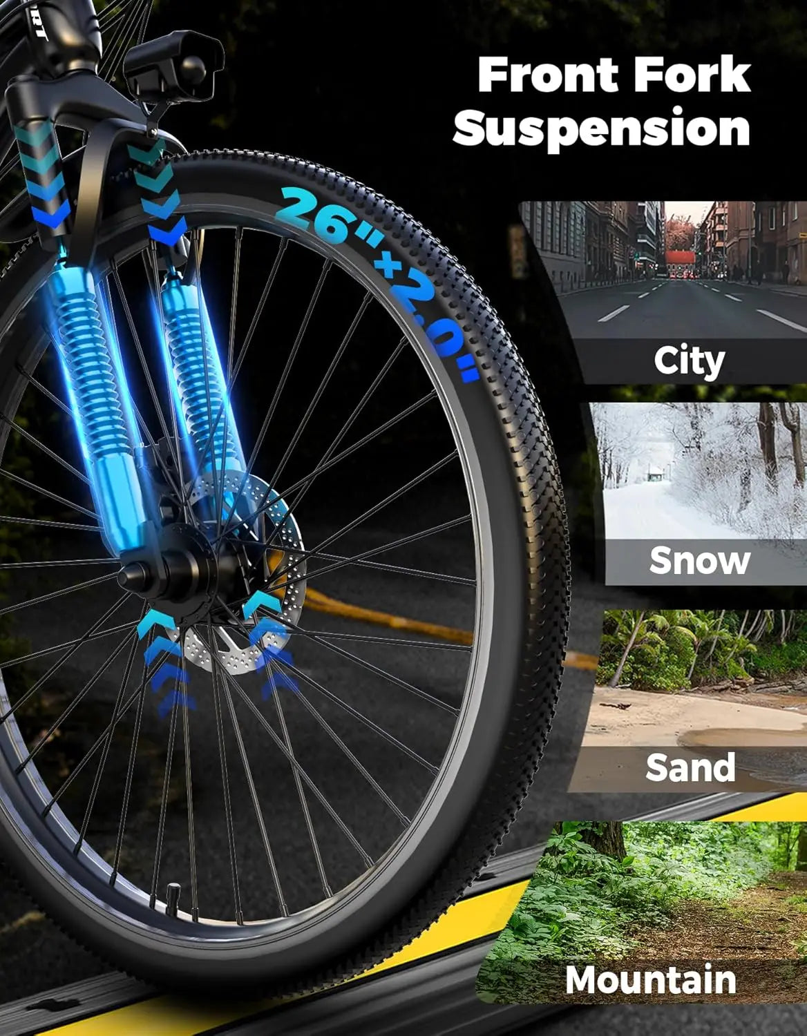 Electric Bike for Adults, 1500W Peak Mountain Ebike with 25 MPH, 65 Miles Range, 1-7 Speeds, 48V 10Ah Removable Battery 26" Ebik