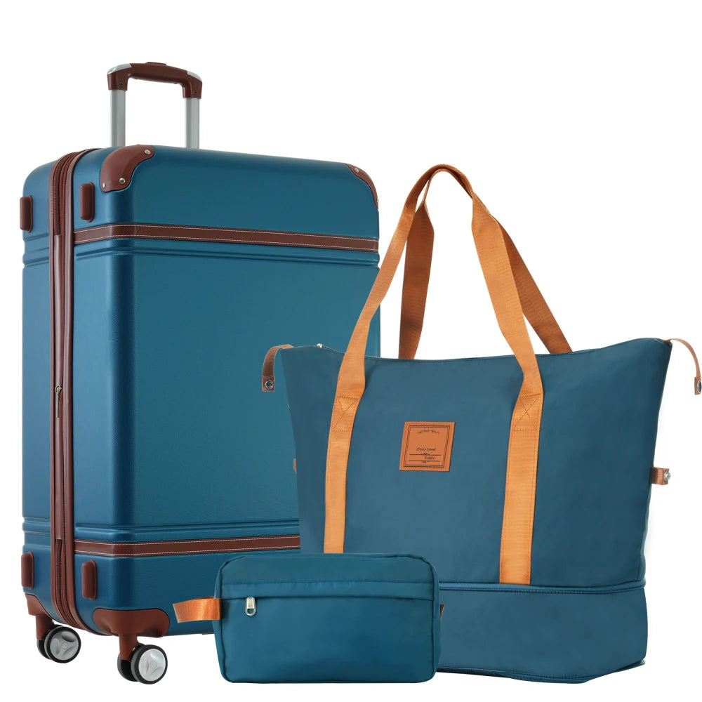 24"Hardshell Luggage Sets with Bags Lightweight Suitcase Double Spinner Wheels with TSA Lock ,Single Vintage Luggage ,Suitcase