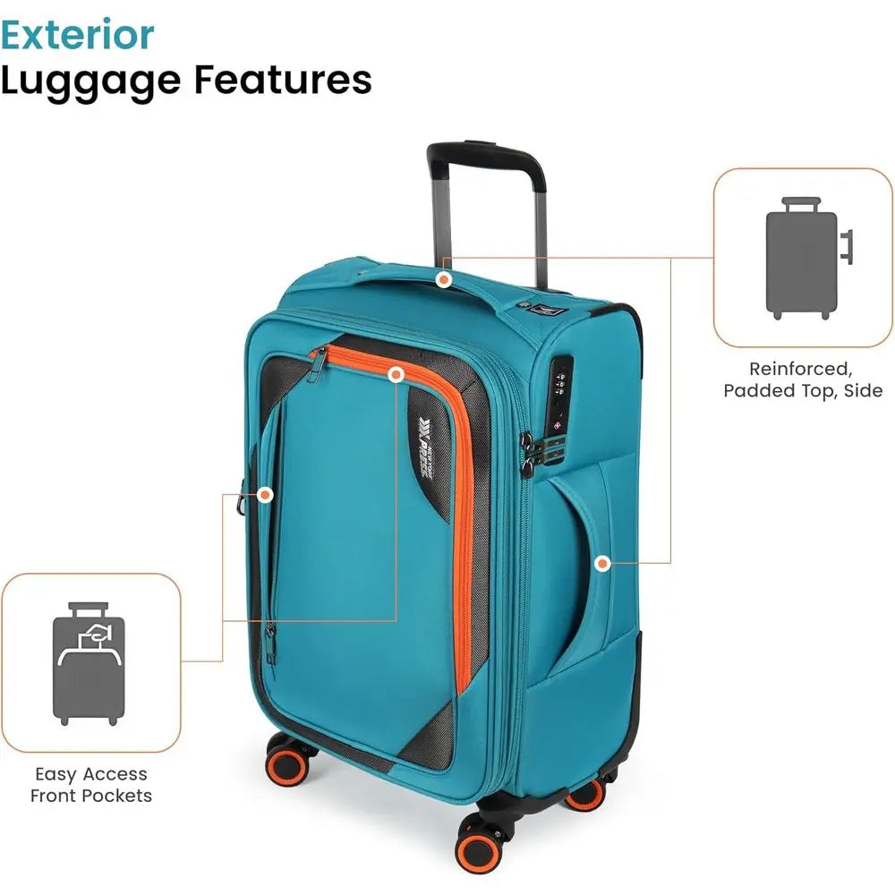 Expandable 3-Piece Luggage Set with Spinner Wheels, TSA Lock, Sky Blue (22/28/32)