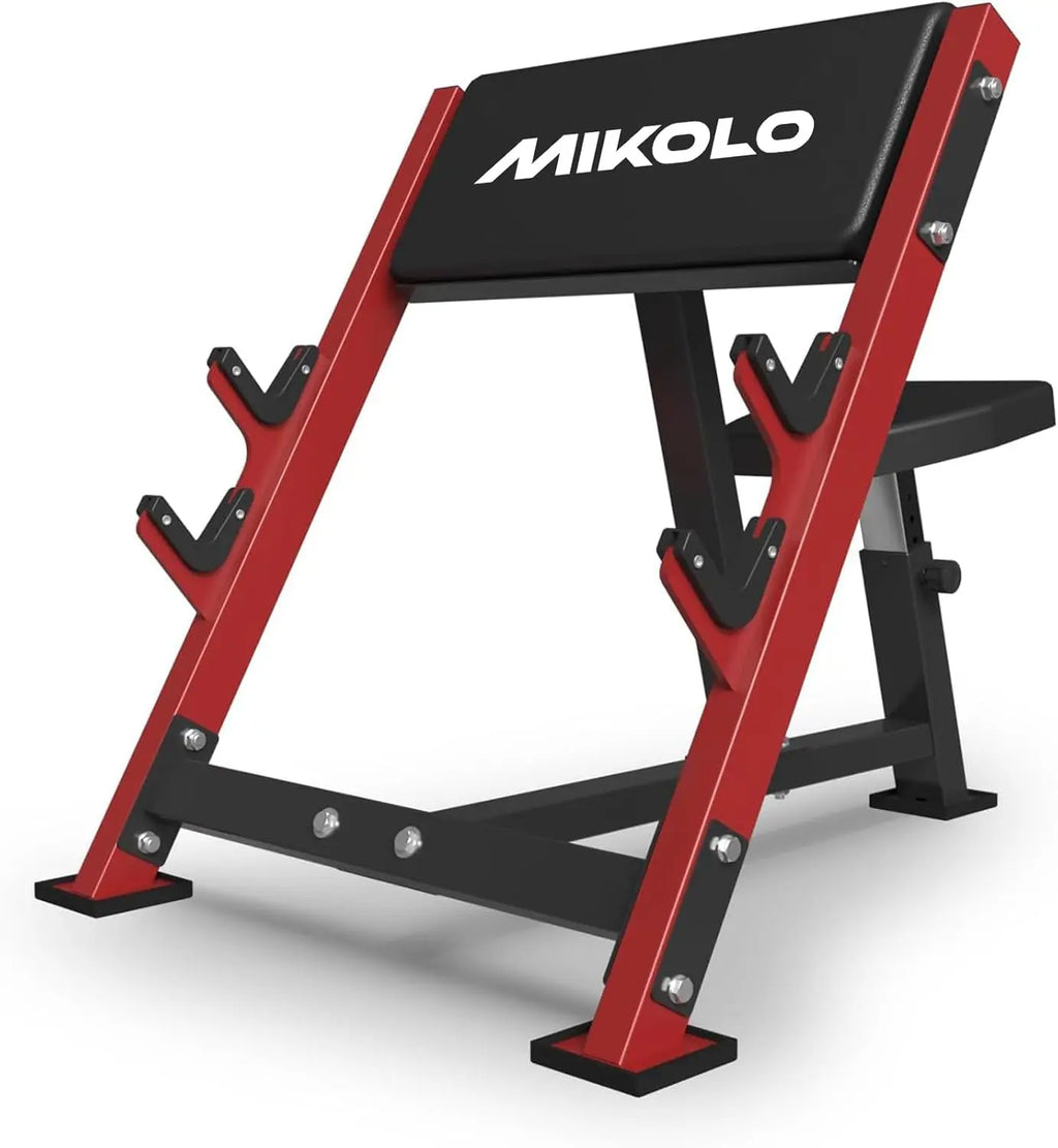Preacher Curl Bench for Home Gym, Seated Arm Isolation with 2 Bar Holders, Adjustable Seat & Pad, Heavy Duty 400 lbs Capacity