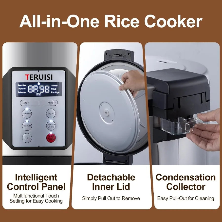 Commercial Rice Cooker 15L/15.85QT Large Capacity Rice Cooker Warmer for 25-35 People Holds Up to 84 Cups of Cooked Rice 1550W