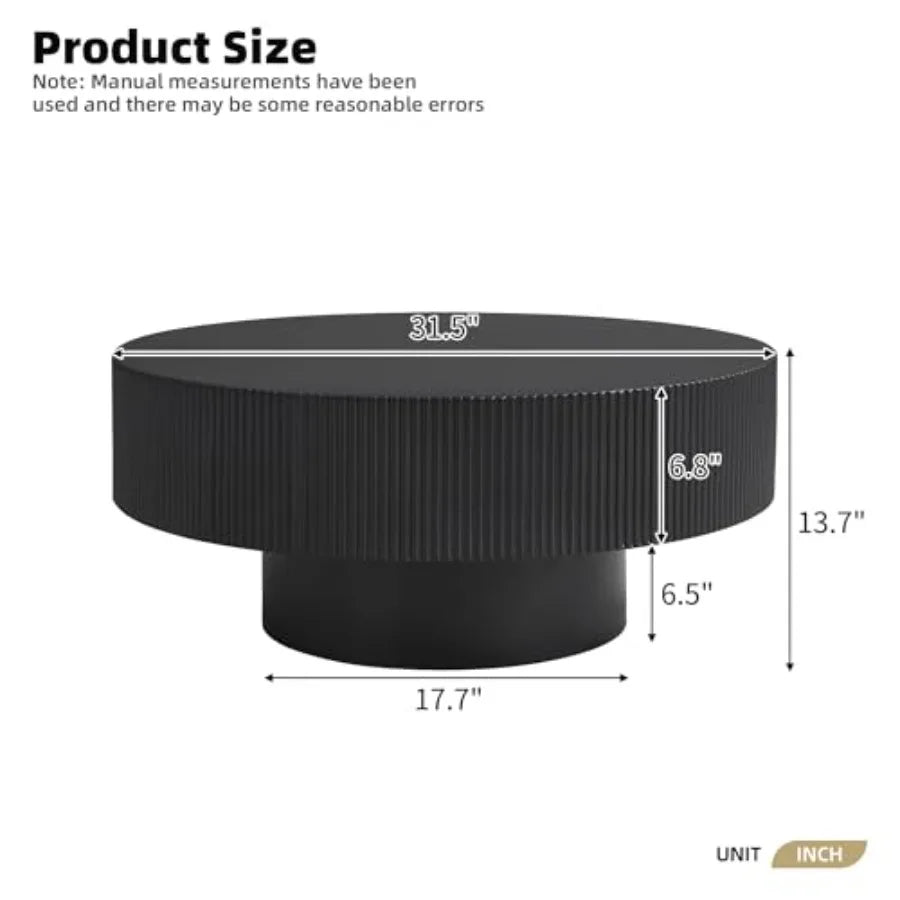 Modern 31.5W Round Coffee Table with Sturdy Base, Wood Sofa Center Tables for Living Room, Reception Room, Easy Assemble
