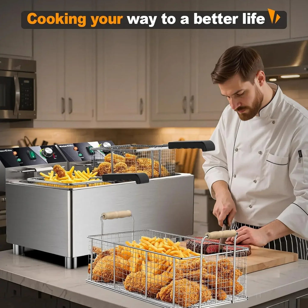 electric turkey fryer Commercial deep fryer with basket 3600W27.4QT with timer26L deepen deep fryer Variable twin cylinder