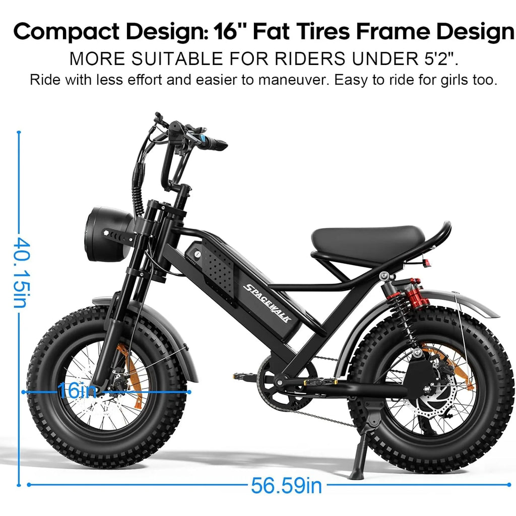Electric Bike M6 / M7 for Teens/Adults,16" / 20" Ebike,1500W Peak Motor,21.7mph / 24.9mph,48V 15Ah Removable Battery, Customized