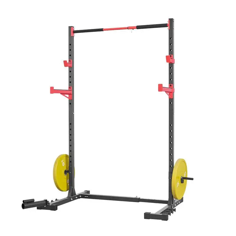 Power Cage Rack, Multifunctional Squat Rack for Home Gym, Width-Adjustable Workout Strength Training Equipment with 6 Band Pegs, Landmine Attachment & Safety Bars for Bench Press Squats Pull-Up