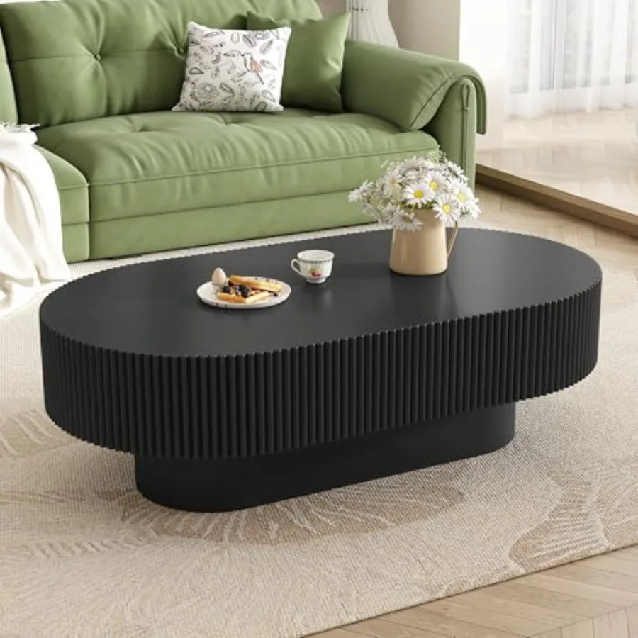 Modern 31.5W Round Coffee Table with Sturdy Base, Wood Sofa Center Tables for Living Room, Reception Room, Easy Assemble