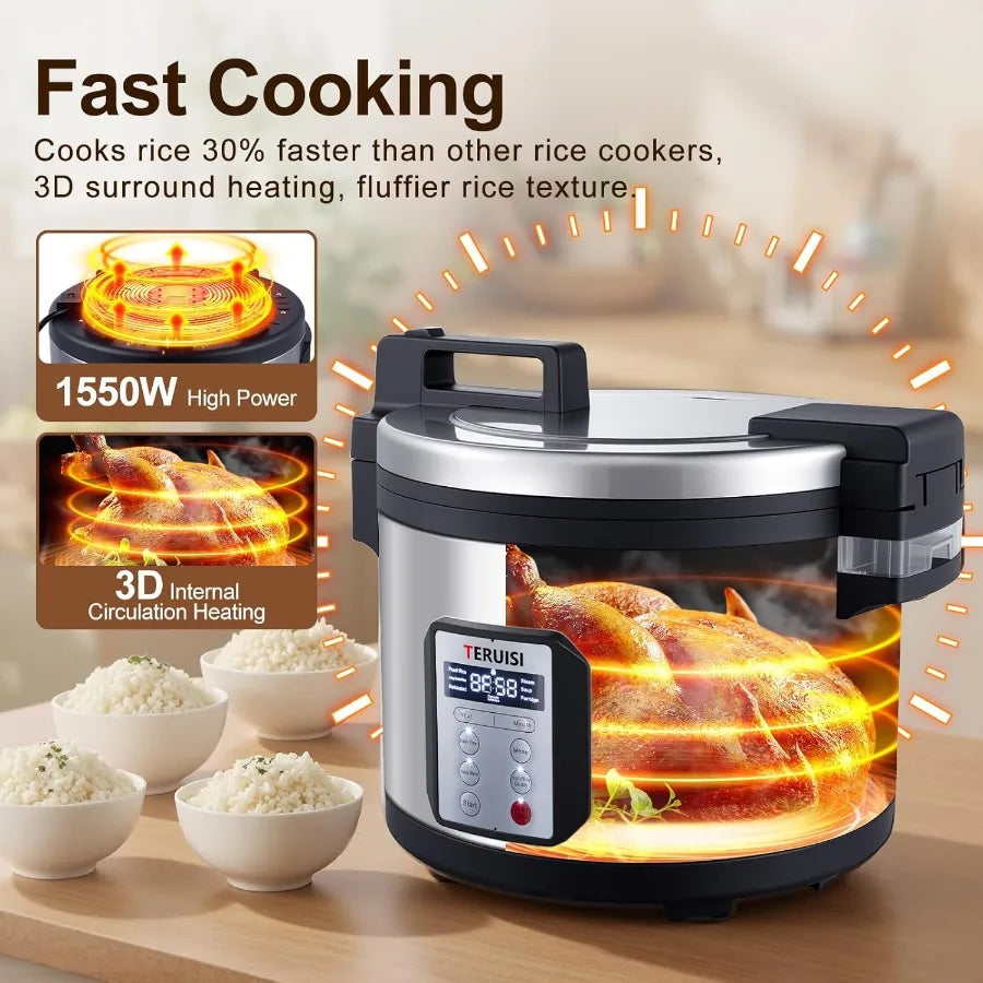 Commercial Rice Cooker 15L/15.85QT Large Capacity Rice Cooker Warmer for 25-35 People Holds Up to 84 Cups of Cooked Rice 1550W