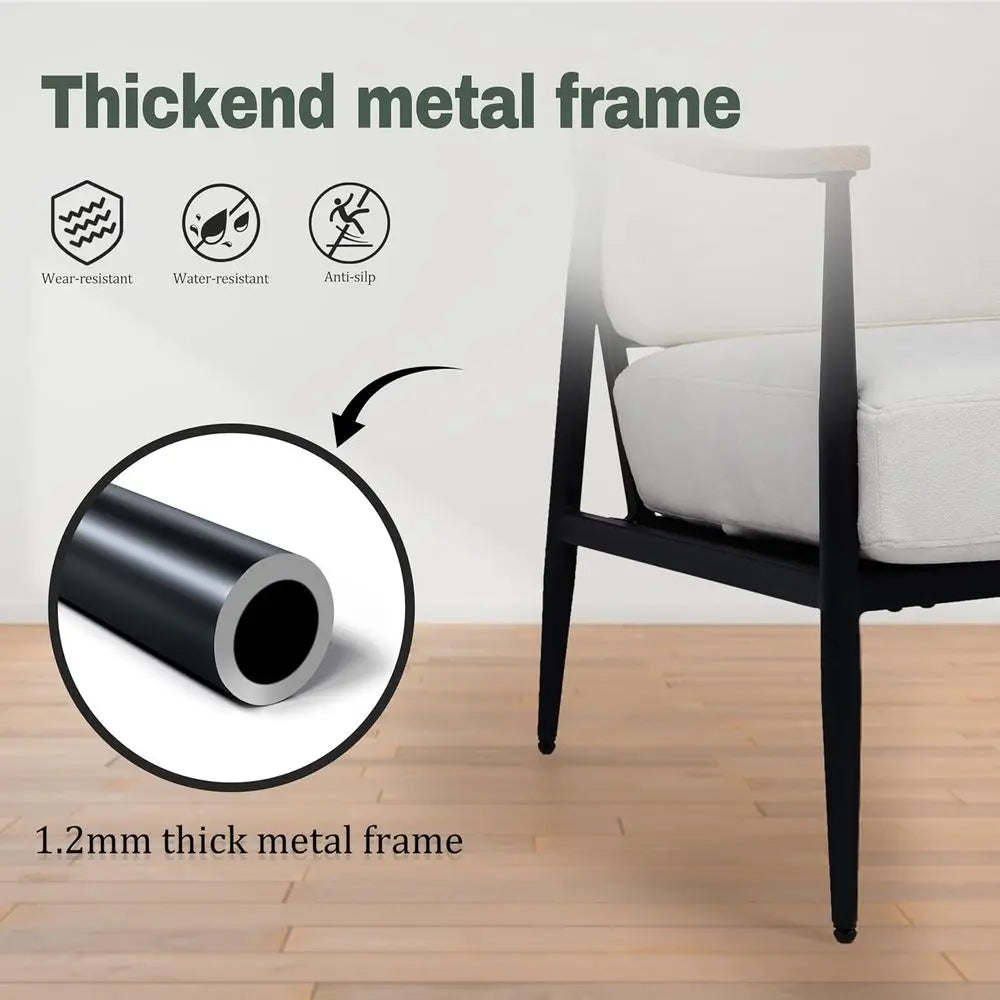 Pair of Modern Upholstered Accent Chairs for Living Room or Bedroom, Cream White