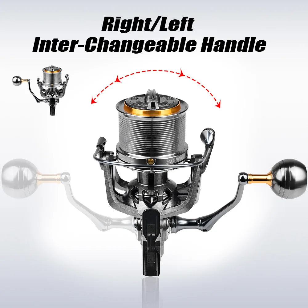 Spinning Fishing Reel 4.8:1 Gear Ratio 6+1BB 18KG Max Drag Metal Foot Left Right Hand Long Casting Saltwater Boat Fishing Tackle