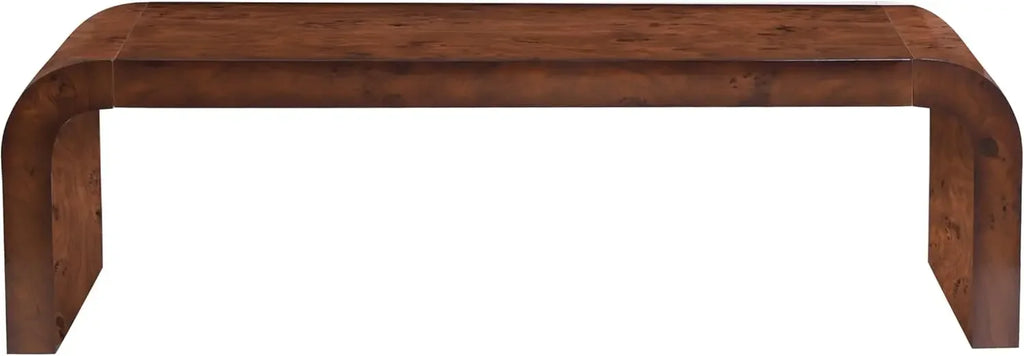 Burl Veneer Walnut Wood Coffee Table Mdf Center Table For Living Room With Curved Edges