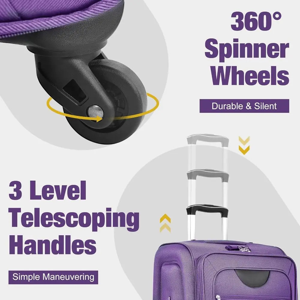3 Piece Spinner Suitcase Set - Lightweight Expandable Travel Luggage 22 26 30