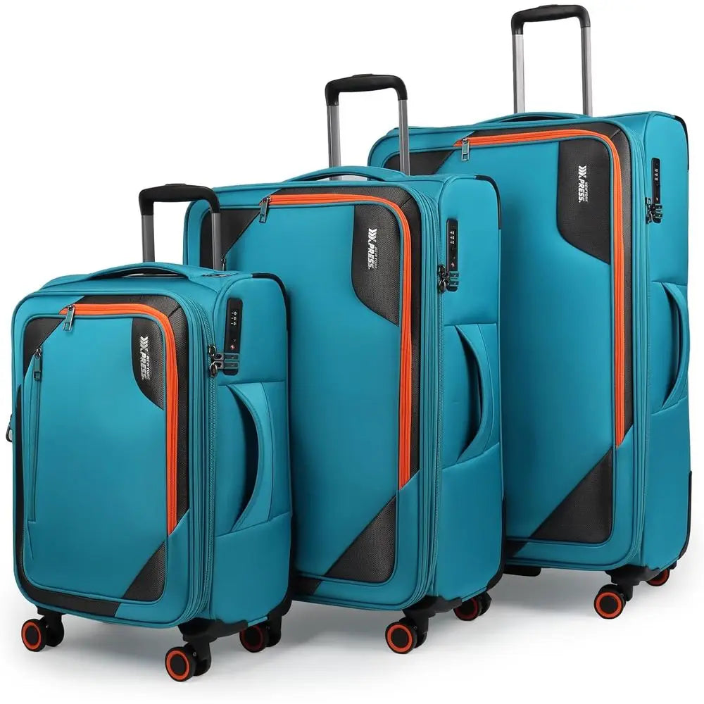 Expandable 3-Piece Luggage Set with Spinner Wheels, TSA Lock, Sky Blue (22/28/32)
