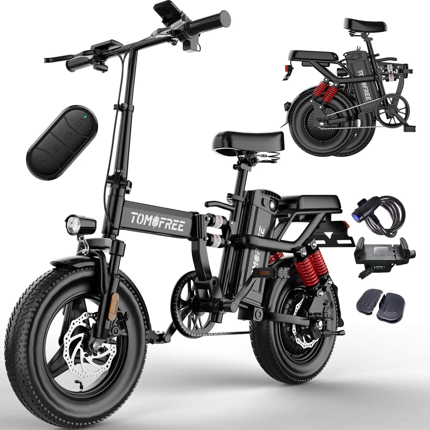 Tomofree Folding Electric Bike for Adults 20-24MPH Peak 750W EBike, 48V 20AH Removable Battery for Electric, Customized