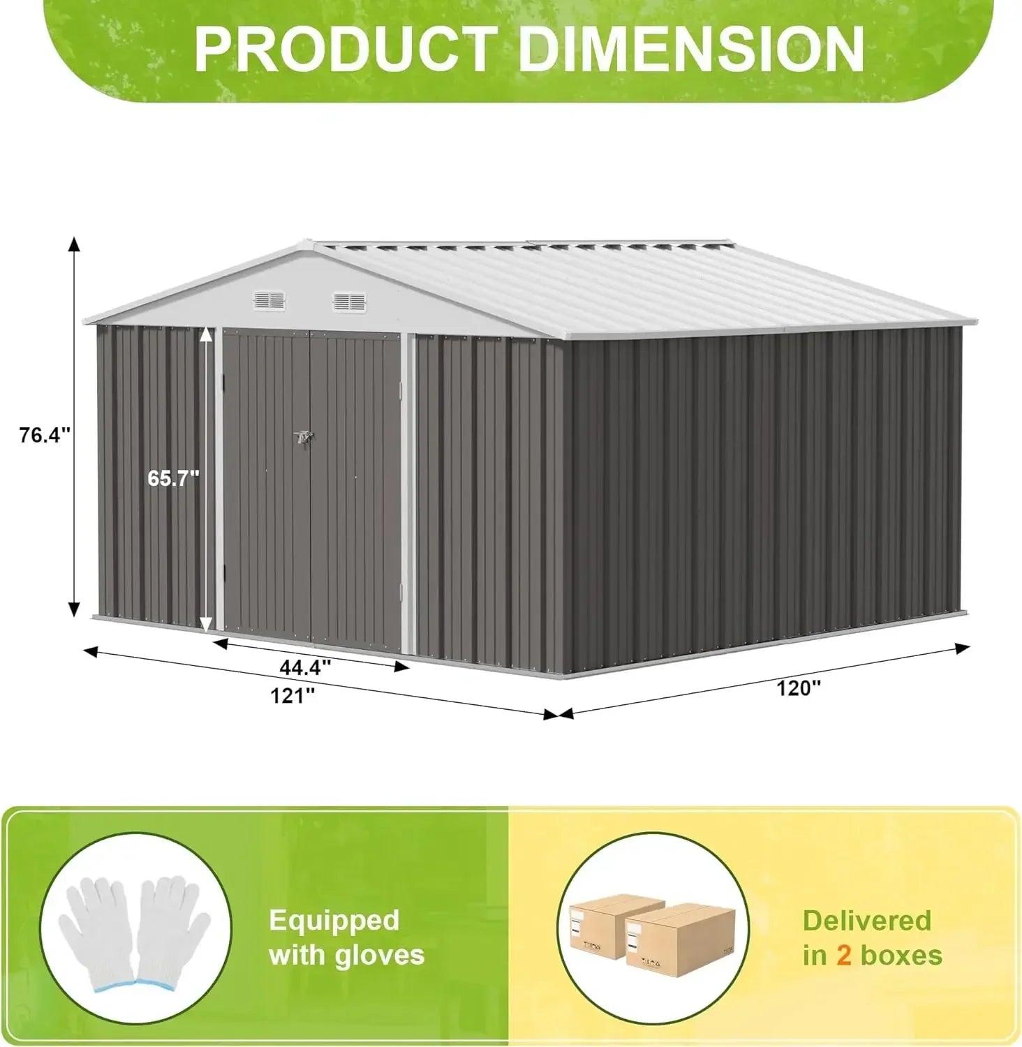 10 x 10 FT Outdoor Storage Shed, Large Metal Garden Shed & Tool Sheds for Backyard Garden Patio Lawn (Grey)