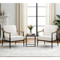 Pair of Modern Upholstered Accent Chairs for Living Room or Bedroom, Cream White