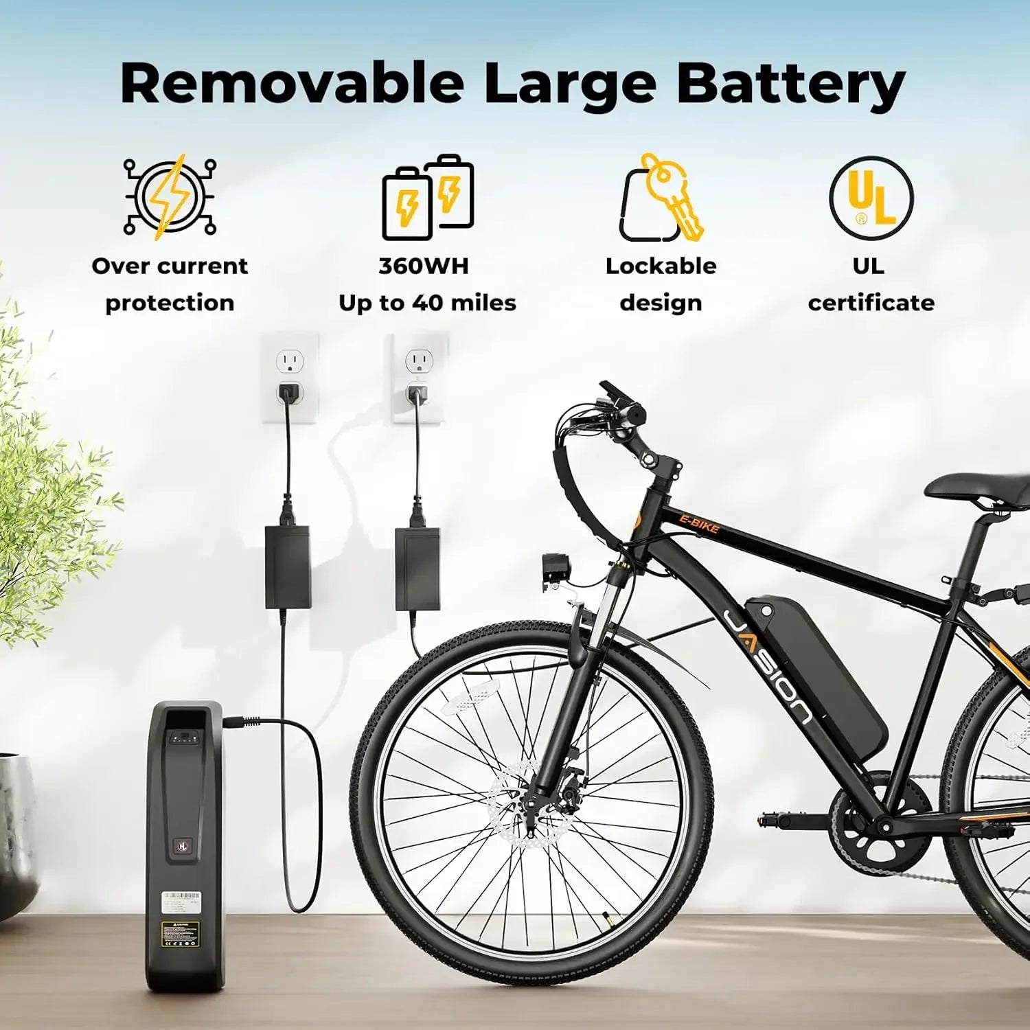 EB5 Electric Bike for Adults with Peak 1000W Brushless Motor, 40Miles 20MPH Commuting Electric Mountain Bike with 360Wh Removabl