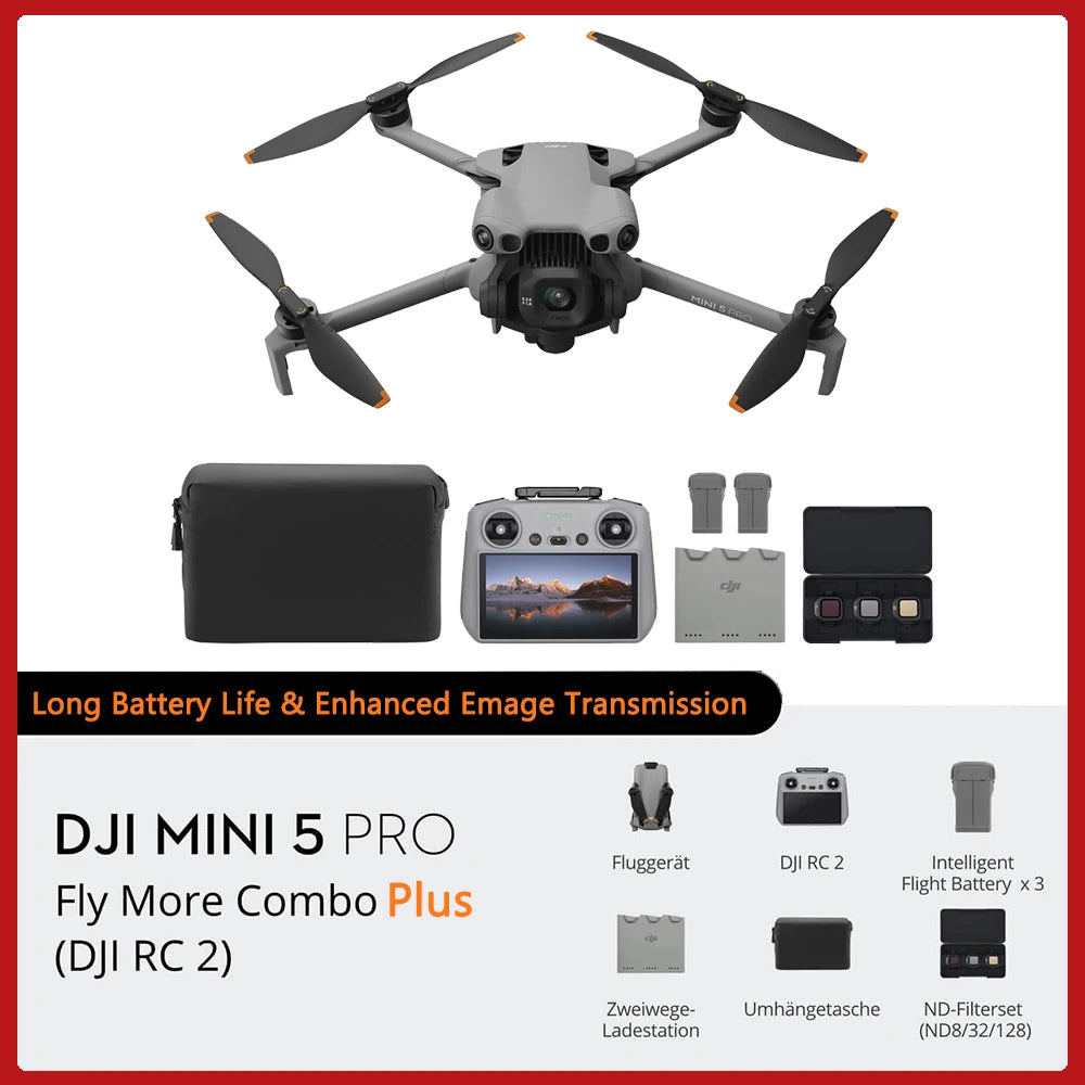 DJI Mini 5 pro Drone Ultra-Light Foldable with 1-Inch CMOS Camera Omnidirectional Obstacle Sensing ActiveTrack 360° 225° Gimbal 20km Transmission 4K for Beginners