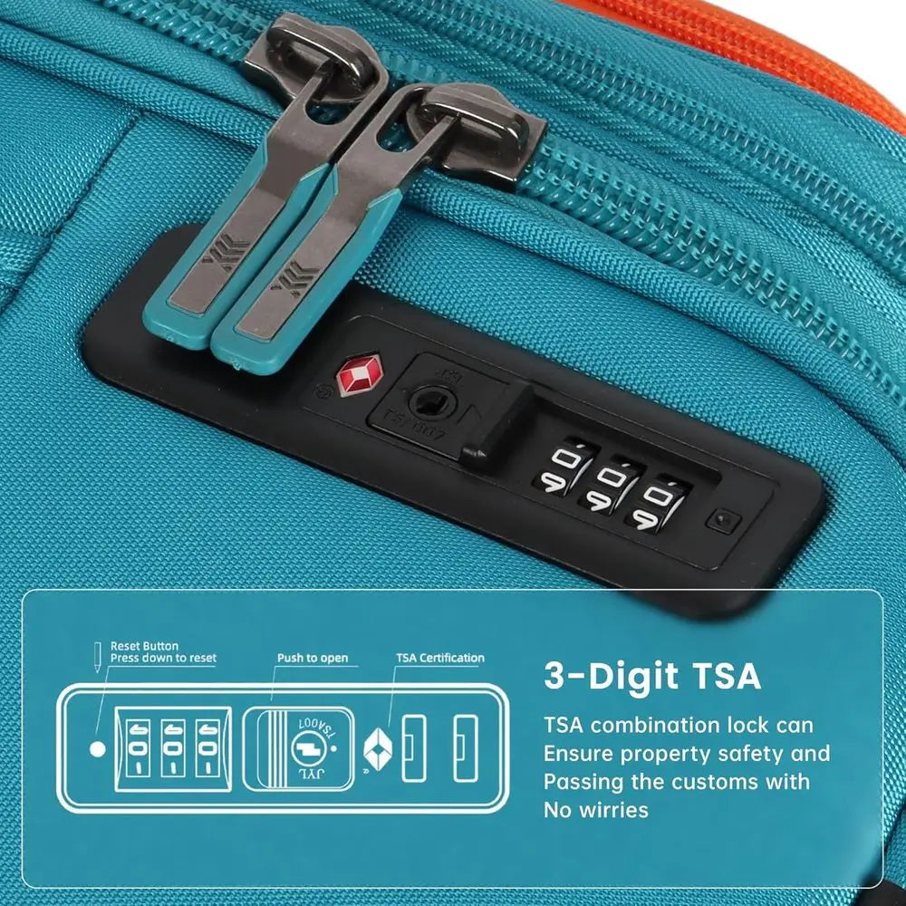 Expandable 3-Piece Luggage Set with Spinner Wheels, TSA Lock, Sky Blue (22/28/32)