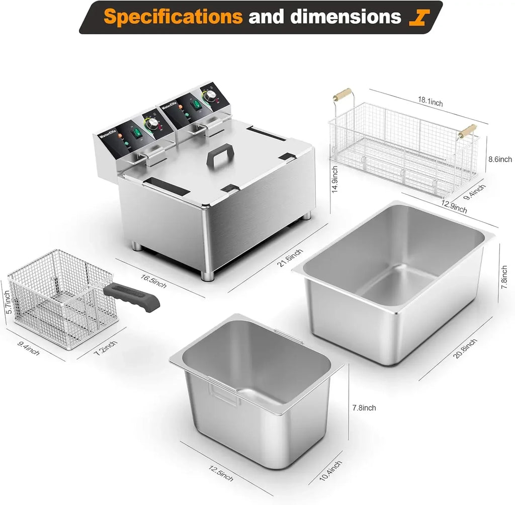 electric turkey fryer Commercial deep fryer with basket 3600W27.4QT with timer26L deepen deep fryer Variable twin cylinder