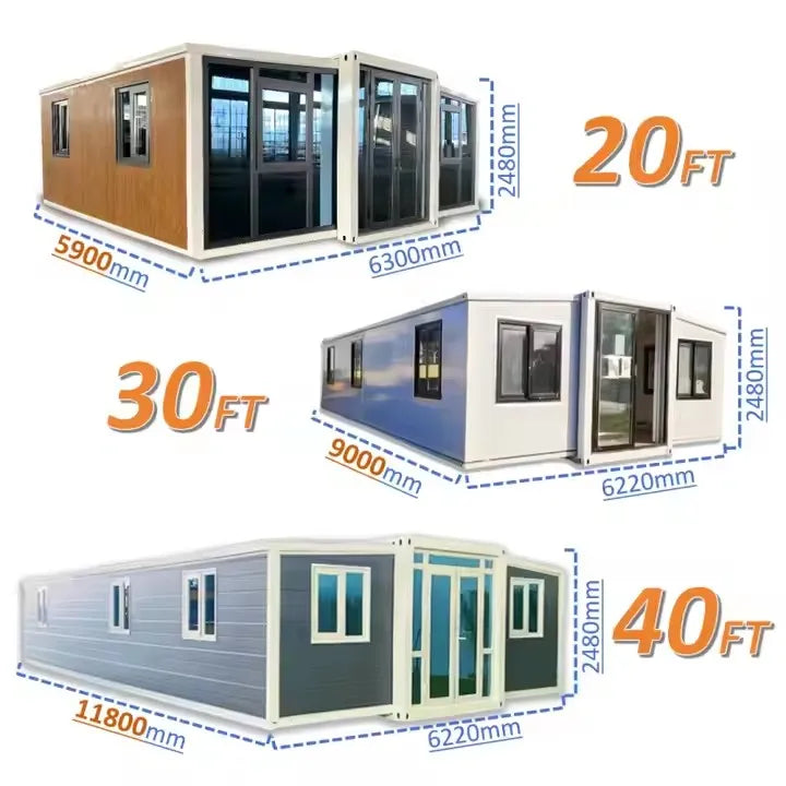 Customized 20Ft 40Ft 2 Bedroom Prefabricated Container House Luxury Mobile Expandable Container Houses Wooden House Tiny House