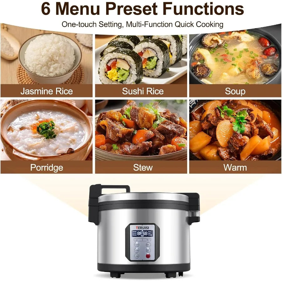 Commercial Rice Cooker 15L/15.85QT Large Capacity Rice Cooker Warmer for 25-35 People Holds Up to 84 Cups of Cooked Rice 1550W