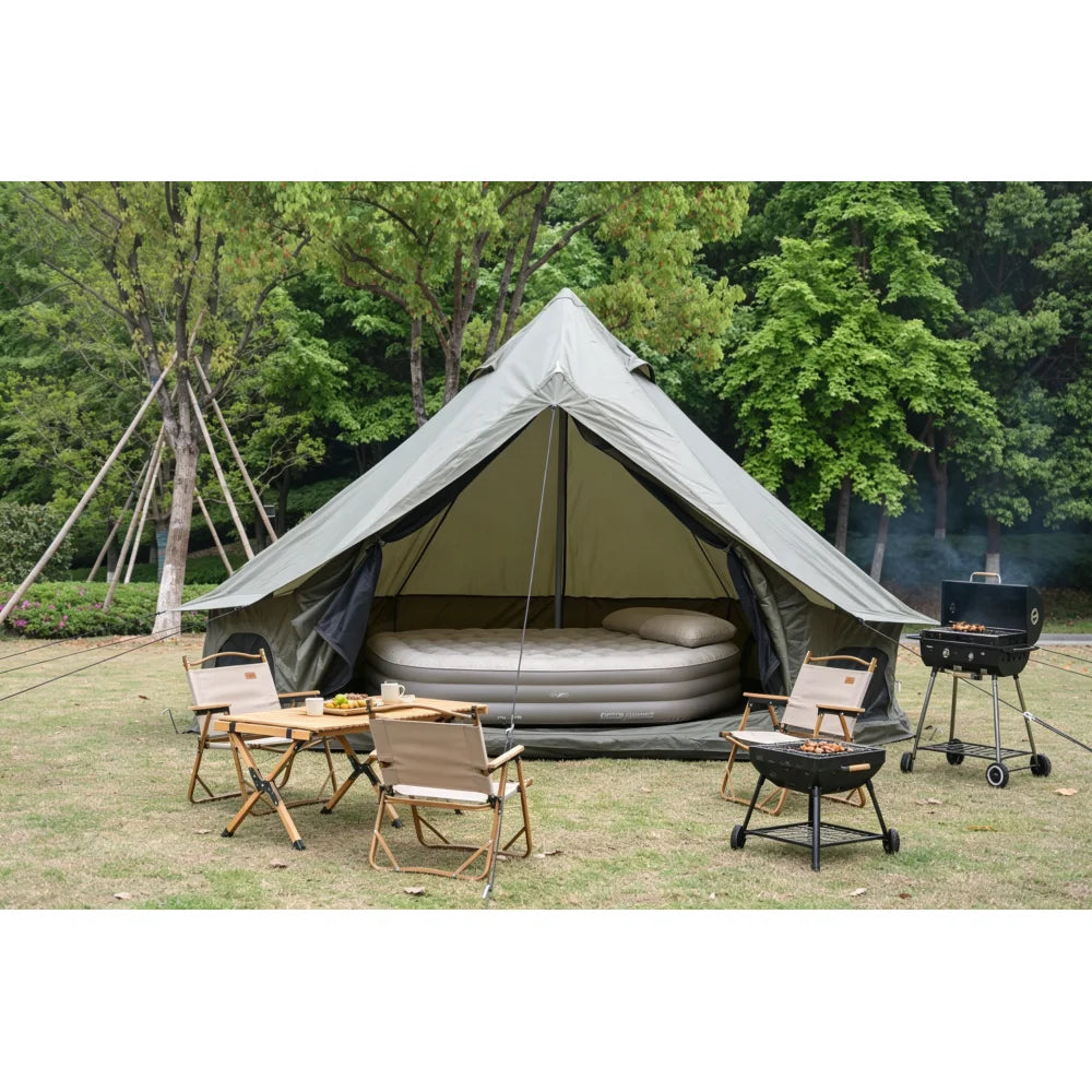 Oxford Bell Tent for Family Camping - Spacious 13.1ft Yurt with Stove Jack, Large Glamping Tents for 4-8 People, 4 Season Oxford Hot Tent Shelter Green